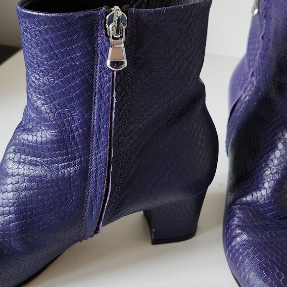 ABEL MUNOZ | lizard Leather Boots Purple Sz 37 - Picture 4 of 7